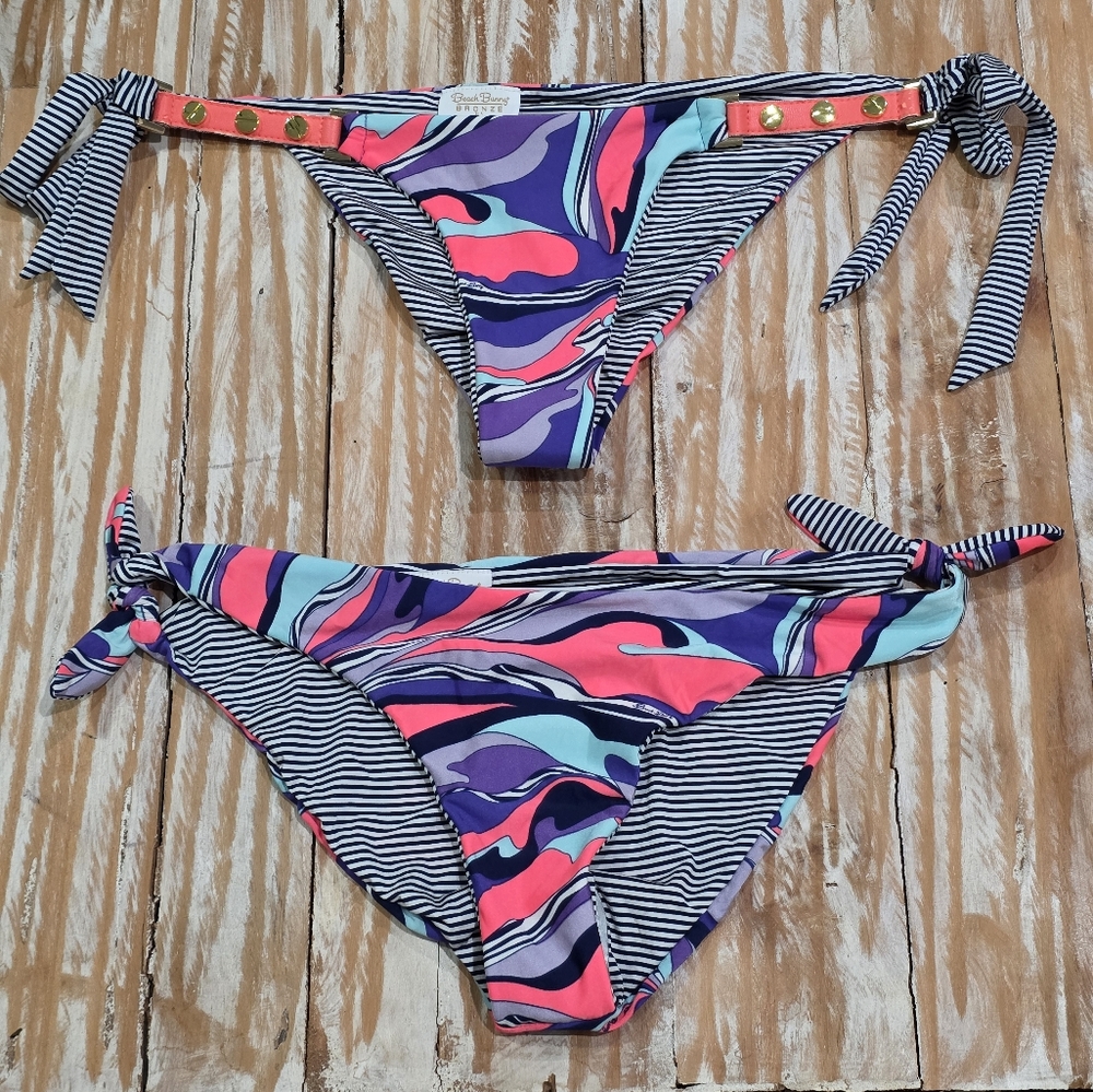 2‎ NEW Beach Bunny Feel Again Reversible bikini bottoms L